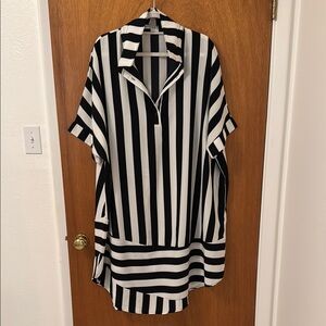 Black and White Striped Women's Top